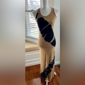 NWOT American Twist Tan with Black Diagonal Tie-Dye Maxi